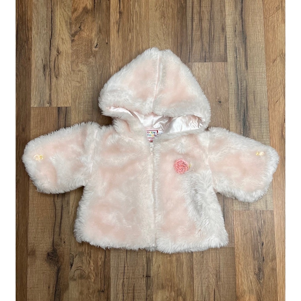 Baby Togs Pink Faux Fur Hooded Jacket 3-6M Cozy Winter Baby Coat‎